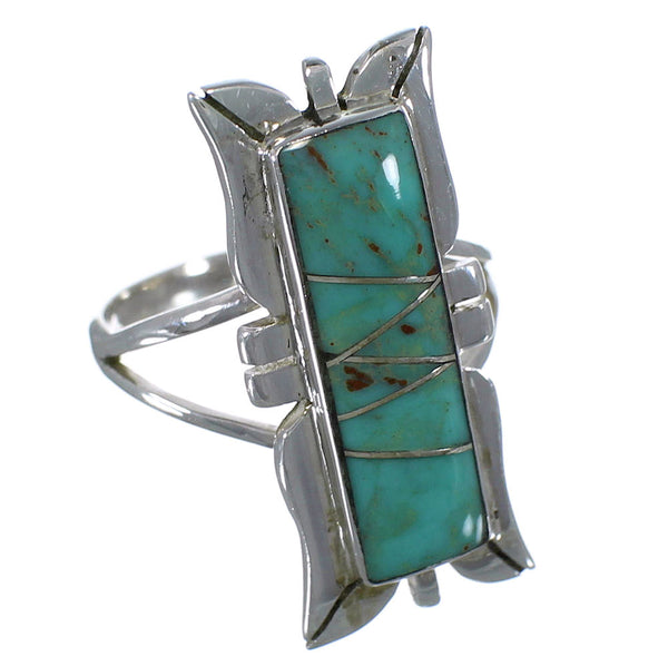 Southwest Turquoise Silver Ring Size 6-3/4 EX44225